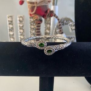 925 Sterling Silver and 18kt yellow gold Bali cuff bracelet